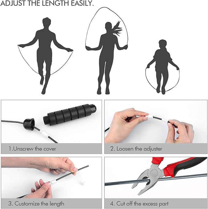 Jump Rope, Tangle Free Rapid Speed Jumping Rope Cable with Ball Bearings for Women, Men, and Kids, Adjustable Steel Jump Rope with Foam Handles for Home Gym Exercise