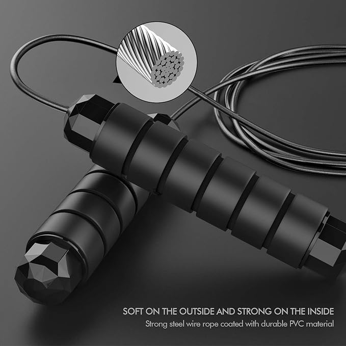 Jump Rope, Tangle Free Rapid Speed Jumping Rope Cable with Ball Bearings for Women, Men, and Kids, Adjustable Steel Jump Rope with Foam Handles for Home Gym Exercise